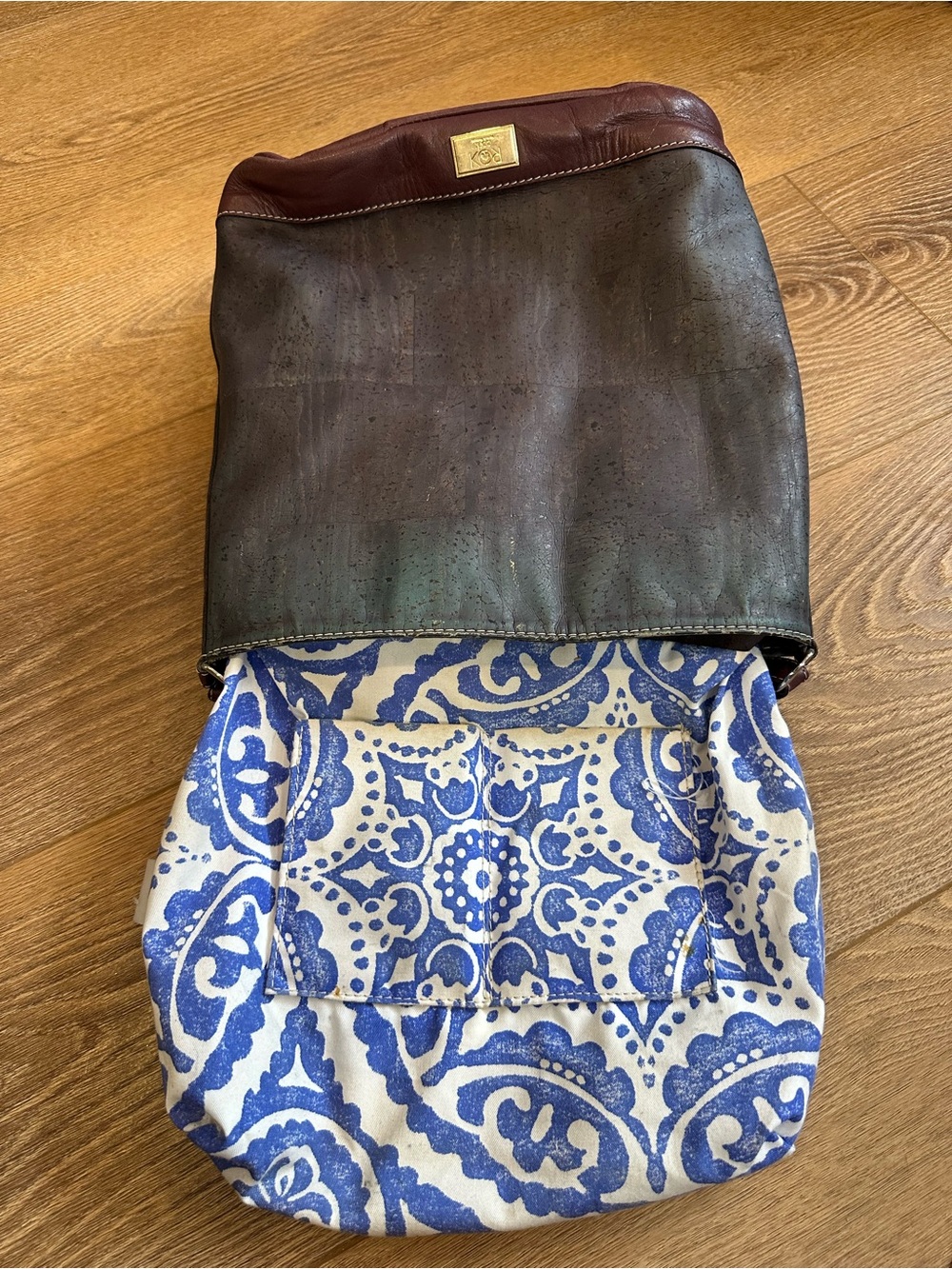 ROK Cork Julia HoboTwo-Tone Cork & Leather Shoulder Bag with Tassel Accent - Picture 9 of 12